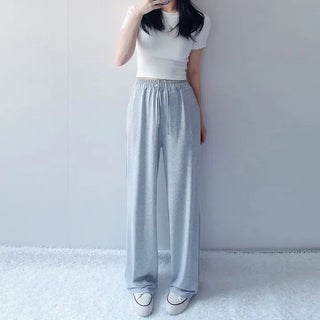 Summer Cooling  Pastel Cool Long Wide Training Straight Elastic Waist Pants Pants