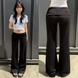 New Summer Bootcut Elastic String Training Pants Folding Drop Low Bootcut Pants Two-way Cool Ice Pants