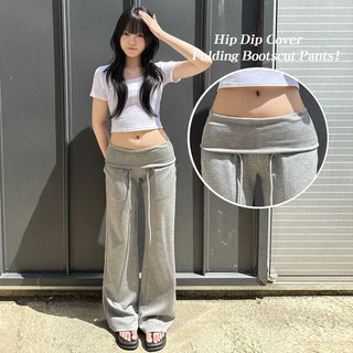 New Summer Bootcut Elastic String Training Pants Folding Drop Low Bootcut Pants Two-way Cool Ice Pants