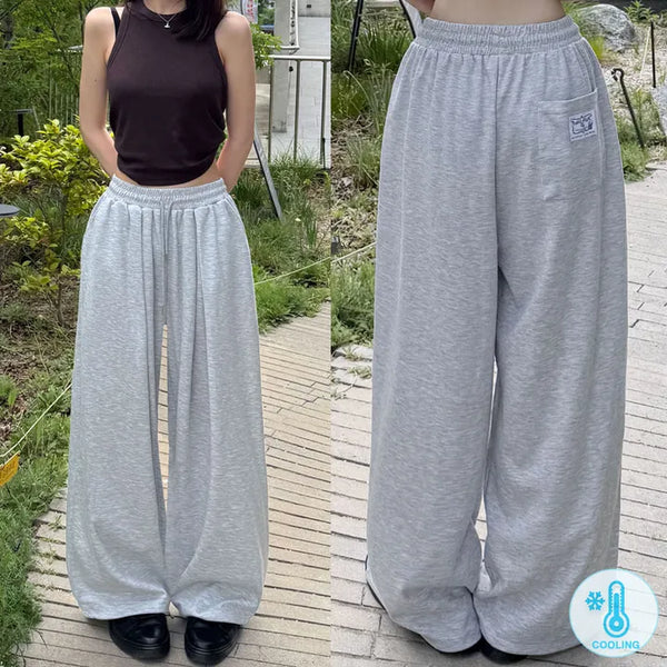 Cool Mesh Back Patch! Air Cool Pocket Pintuck Lower Body Cover Wide Elastic Waist Pants Daily Two-Way Short Long Training Pants Ice Cool Wide Pants