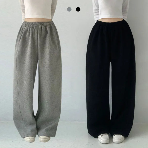 Spring Arrival  Balloon Fit Two-way High-waisted Elastic Waist Long Wide Training Pants Autumn Pintuck Pants