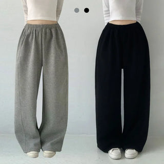 Spring Arrival  Balloon Fit Two-way High-waisted Elastic Waist Long Wide Training Pants Autumn Pintuck Pants
