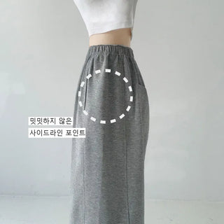 Spring Arrival  Balloon Fit Two-way High-waisted Elastic Waist Long Wide Training Pants Autumn Pintuck Pants
