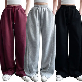 Fleece Lined Selection  High-Waisted Elastic Pintuck Wide Pants Lower Body Covering Long Wide Pants