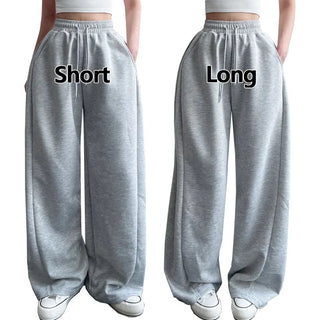 Fleece Lined Selection  High-Waisted Elastic Pintuck Wide Pants Lower Body Covering Long Wide Pants
