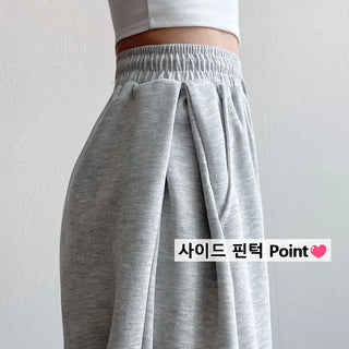 Fleece Lined Selection  High-Waisted Elastic Pintuck Wide Pants Lower Body Covering Long Wide Pants
