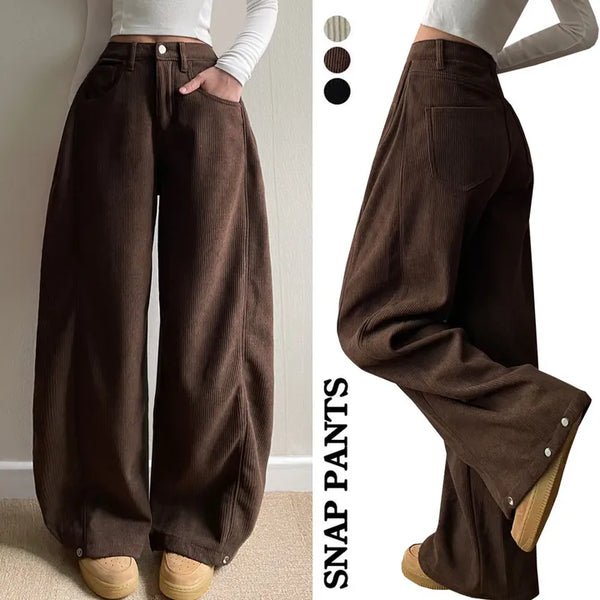 Mink Corduroy Wide Pants Winter Corduroy Uniform Pants