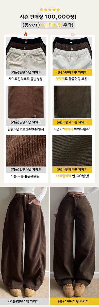 Mink Corduroy Wide Pants Winter Corduroy Uniform Pants