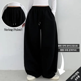 Back Pocket/Side Pintuck  Autumn Side Pintuck 3D Pocket High-Waisted Elastic String Wide Pants Winter Petite Pants