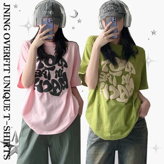 Oversized Printed Summer Round Boxy Fit Short Sleeve T-shirt