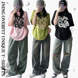 Oversized Printed Summer Round Boxy Fit Short Sleeve T-shirt