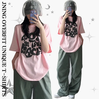 Oversized Printed Summer Round Boxy Fit Short Sleeve T-shirt