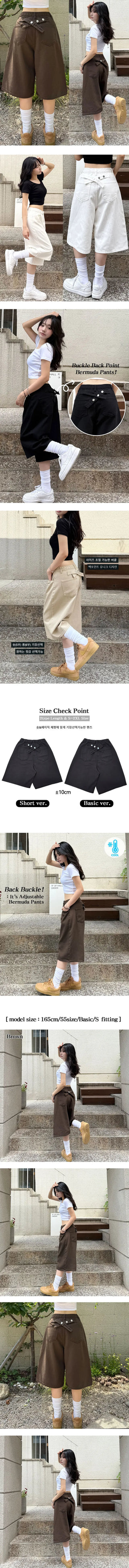 Buckle Back-Point Bermuda Cotton Shorts Summer Shorts Lower Body Coverage Summer Elastic Waist Wide Pants