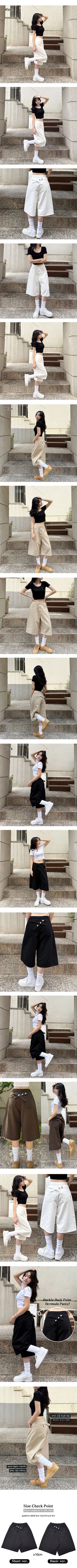 Buckle Back-Point Bermuda Cotton Shorts Summer Shorts Lower Body Coverage Summer Elastic Waist Wide Pants