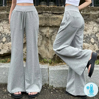 Cool Mesh Tummy Control Slim Waist Cool High-Waisted Bootcut Pants Cool Ice Elastic Waist String Long Body Shaping Pants