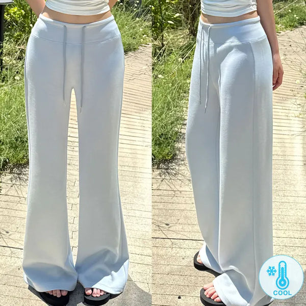 Cooling Lower Body Cover! Pinter Summer Elastic High-Waisted Folding Bootcut Pants Ice Cool Training Stretchy Bootcut Training Pants Tracksuit Pants Summer Pants Rainy Season Pants