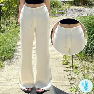 Cooling Lower Body Cover! Pinter Summer Elastic High-Waisted Folding Bootcut Pants Ice Cool Training Stretchy Bootcut Training Pants Tracksuit Pants Summer Pants Rainy Season Pants