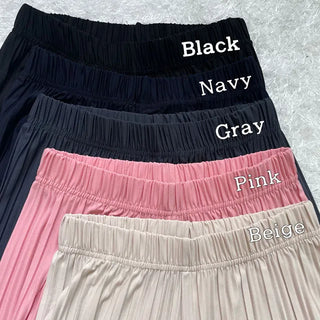 High-Waisted Pleated Pants Summer Ice Cool Elastic Waist Wide Pants