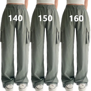 *Select Basic & Cargo*  Summer Nylon High-Waisted Elastic Wide Pants Ice Cool Crinkle Pants