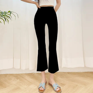 Ice Cool High-Waisted Elastic Waist Flowy Fit Summer Bootcut Pants