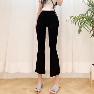 Ice Cool High-Waisted Elastic Waist Flowy Fit Summer Bootcut Pants