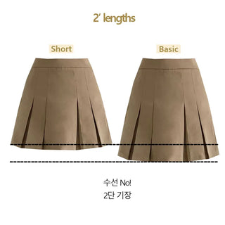 Cotton A-Line High-Waisted Autumn Pleated Mini Skirt