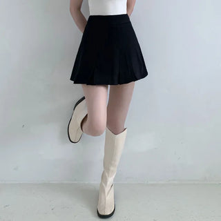 Cotton A-Line High-Waisted Autumn Pleated Mini Skirt
