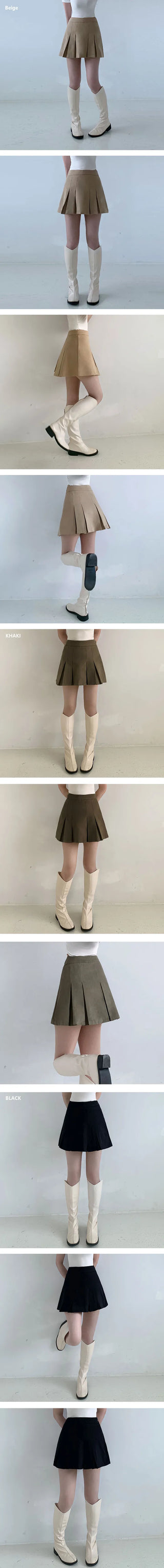 Cotton A-Line High-Waisted Autumn Pleated Mini Skirt
