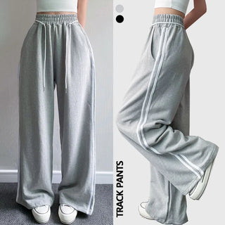 Double-Row Point Super Slim Fit Cotton Autumn Elastic Waistband Two-Line Track Long Wide Pants
