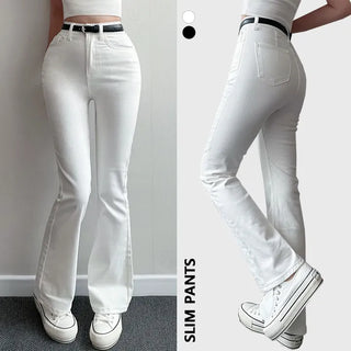 Hidden Elastic Waist Cotton Bootcut Pants Stretch High-waisted Long Bootcut Autumn Cotton Pants