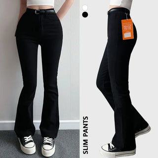 Hidden Elastic Waist Cotton Bootcut Pants Stretch High-waisted Long Bootcut Autumn Cotton Pants
