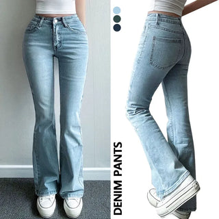 Low-Waist Bootcut Denim Pants Vintage Washed Jeans