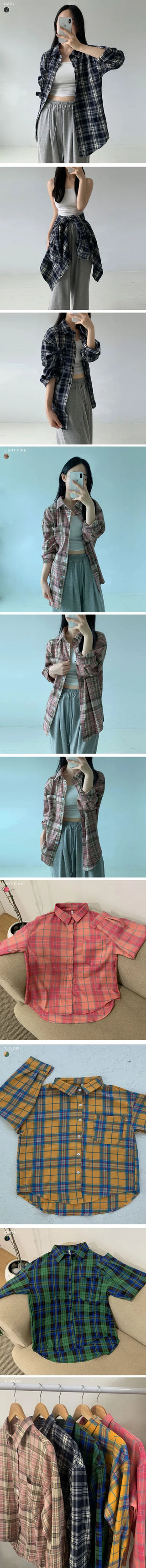 Oversized Check Shirt Strawberry Cream Cheese Autumn Loose Fit Shirt Pastel Daily Collared Check Shirt