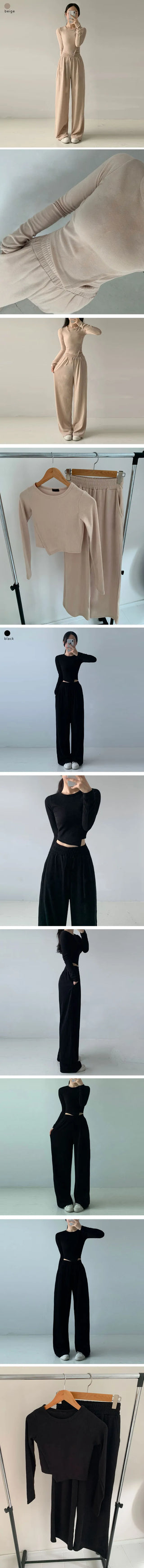 Diagonal Asymmetrical Two-Piece Set Autumn Slim Fit T-shirt Elastic Waist Wide Pants Training Set