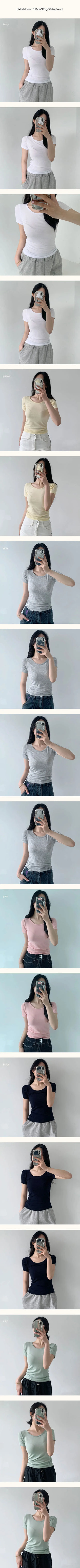 Round Short Sleeve Soft Plain Slim Fit Basic Short Sleeve T-Shirt