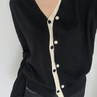 Color Block V-Neck Layered Cardigan Pastel V-Button Detail Outerwear Top
