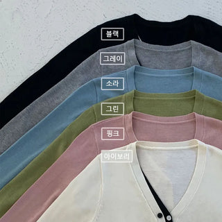 Color Block V-Neck Layered Cardigan Pastel V-Button Detail Outerwear Top