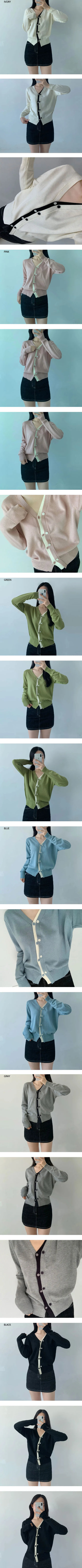Color Block V-Neck Layered Cardigan Pastel V-Button Detail Outerwear Top