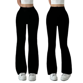 High-Waisted Two-Button Bootcut Slacks Autumn Slim Long Pants