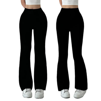 High-Waisted Two-Button Bootcut Slacks Autumn Slim Long Pants