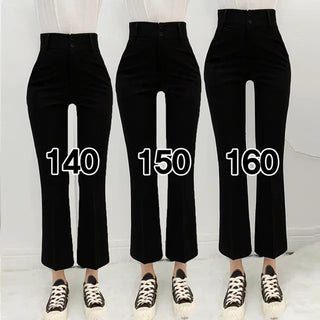 High-Waisted Two-Button Bootcut Slacks Autumn Slim Long Pants