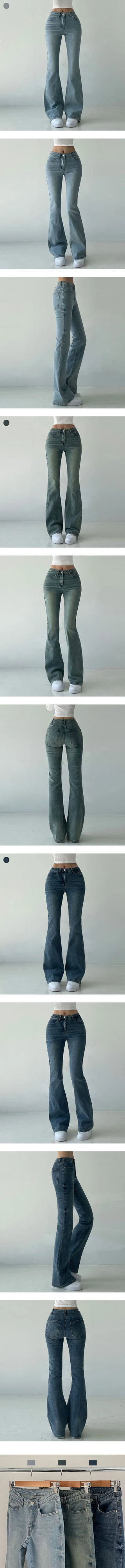 Slim Fit Bootcut Washed Denim Pants Low Waist Body Shaping Jeans