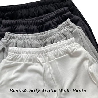 Elastic Waist Pintucks Size Pintucks Elastic Waist Wide High-Waisted Training Pants All Seasons