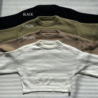 Round Basic Knit Crop T-shirt Autumn/Winter Basic Daily Round Neck Long Sleeve Avant-garde Cozy Tops