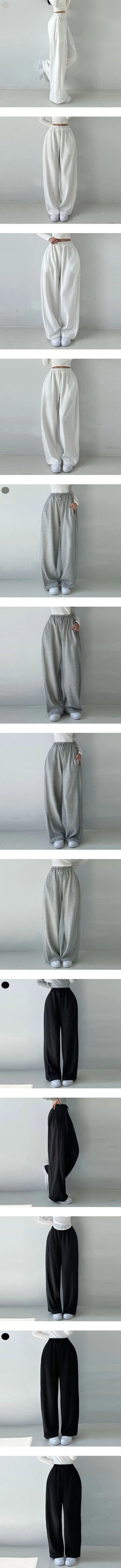 High-waisted Elastic Width Pintuck Fleece-lined Wide Pants Autumn/Winter Pants
