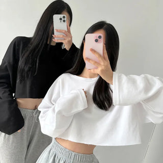 Soft Round Tailored Lamborghini Cropped Long Sleeve Delicate T-shirt Autumn/Winter Transitional Daily Sweatshirt