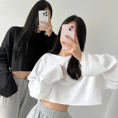 Soft Round Tailored Lamborghini Cropped Long Sleeve Delicate T-shirt Autumn/Winter Transitional Daily Sweatshirt