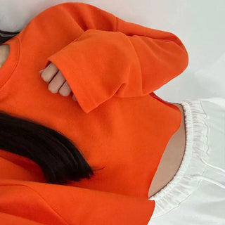 Soft Round Tailored Lamborghini Cropped Long Sleeve Delicate T-shirt Autumn/Winter Transitional Daily Sweatshirt