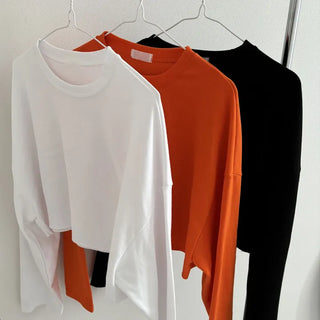 Soft Round Tailored Lamborghini Cropped Long Sleeve Delicate T-shirt Autumn/Winter Transitional Daily Sweatshirt