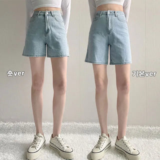High-Waisted Denim Pants Knee-Length Length Knee-Length Vintage Spring Summer Denim Shorts Denim Shorts